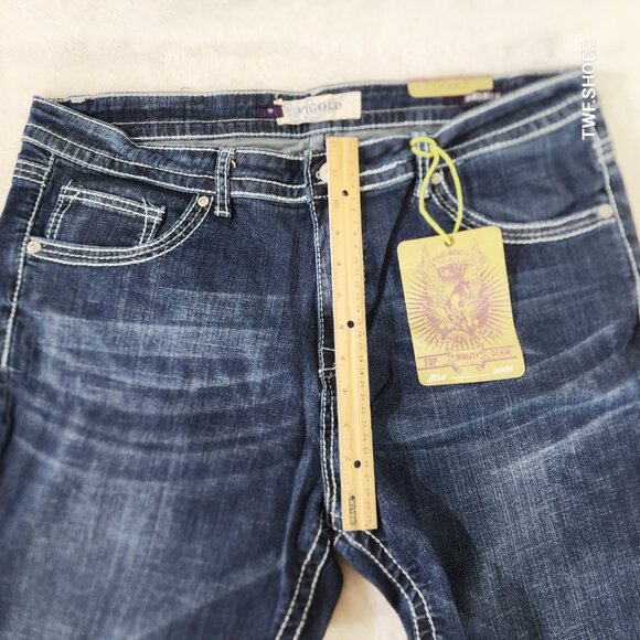 Size 19 x 37" Inseam Vigold Stretch Boot Jeans Tall Girls Dark Denim Vintage New - Picture 7 of 12